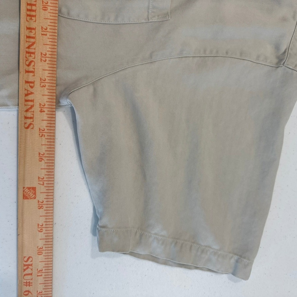 Tommy Bahama Mens Khaki Tan 100% Silk Herringbone Short Sleeve Camp Shirt Large - Picture 5 of 7